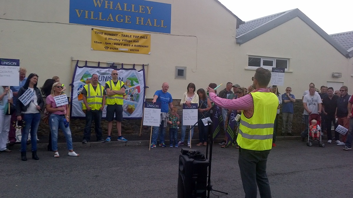 start of march, Whalley Arms car park